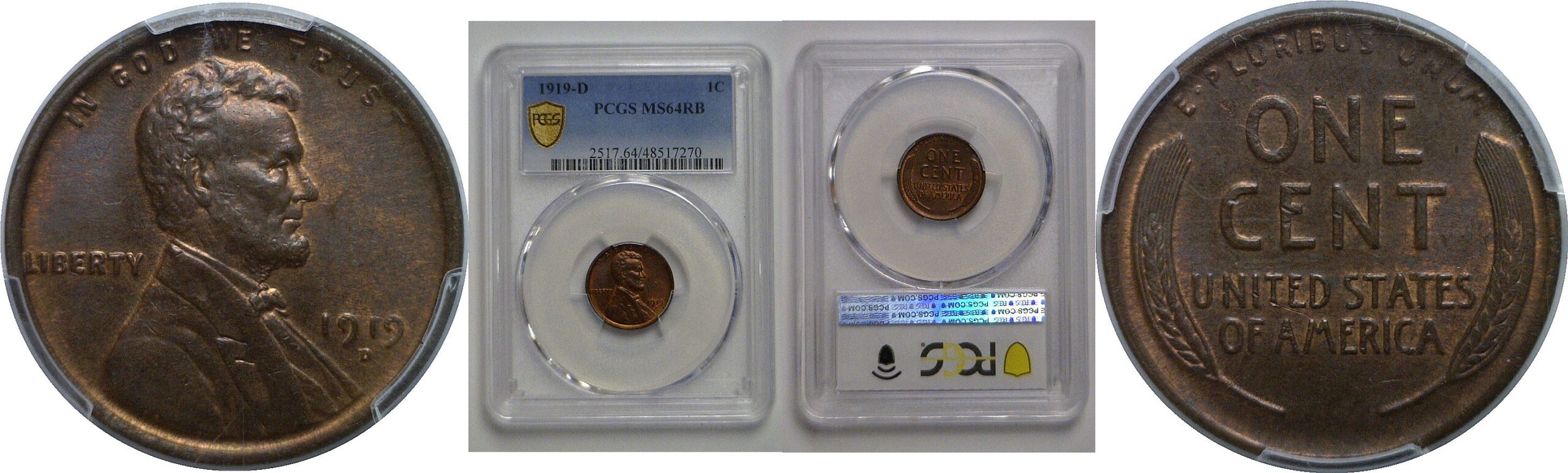 1919-D Lincoln Cent   PCGS MS-64 RB