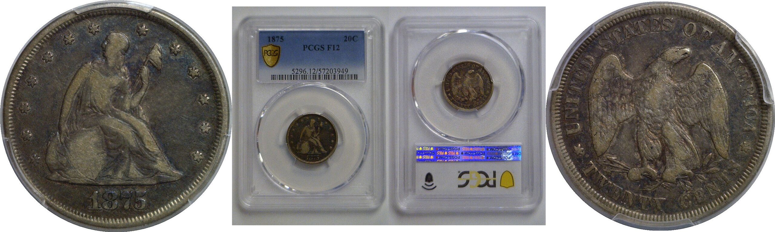 1875 Twenty Cent Piece  PCGS F-12