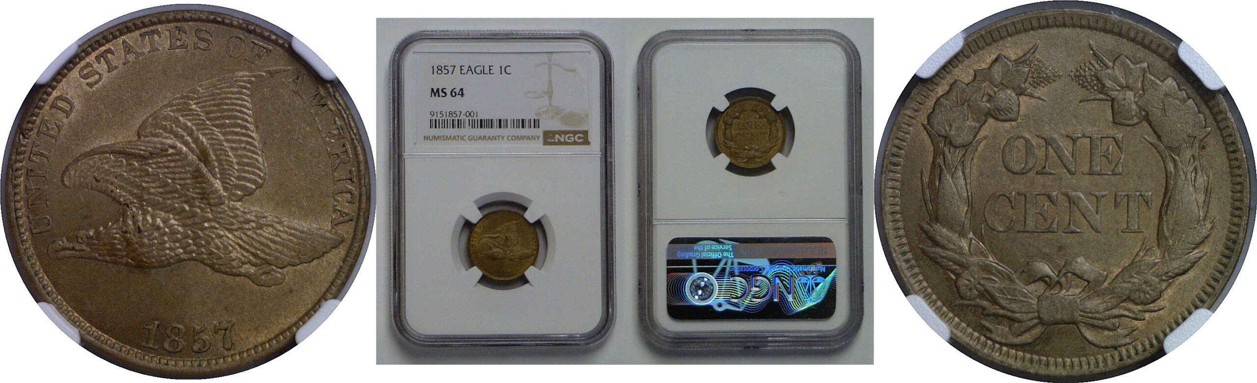1857 Flying Eagle Cent   NGC MS-64