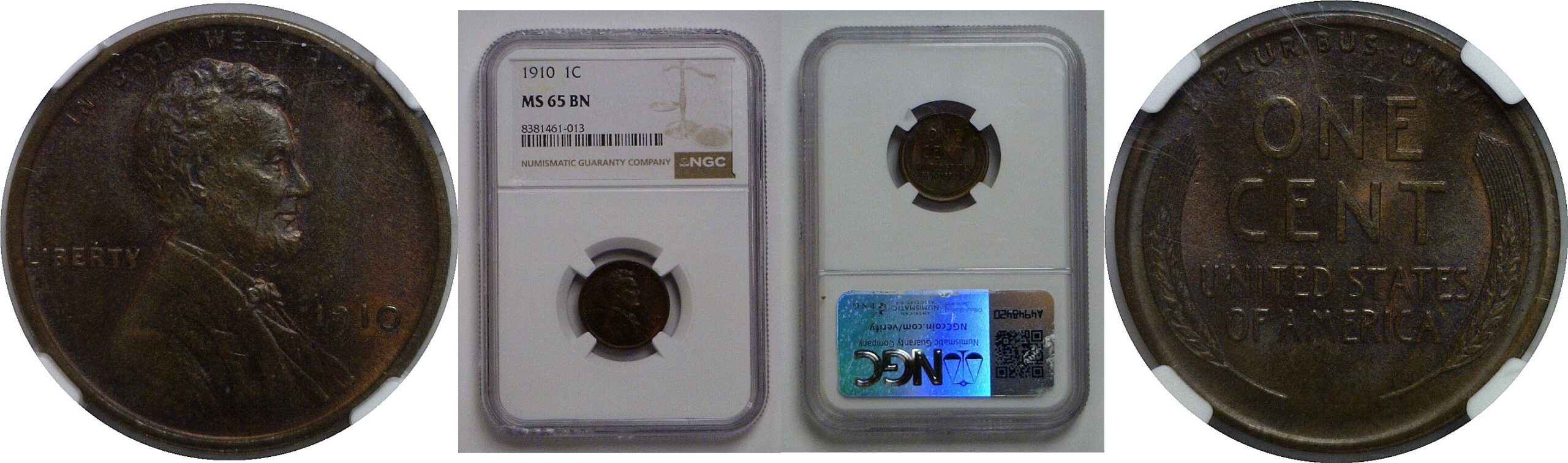 1910 Lincoln Cent   NGC MS-65 BN