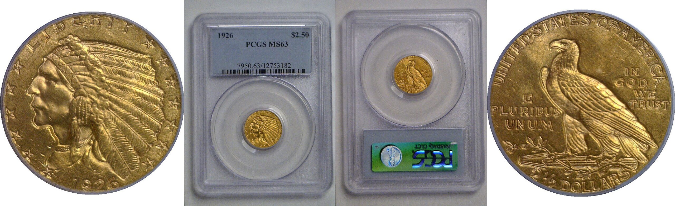 1926 $2 1/2 Indian   PCGS MS-63