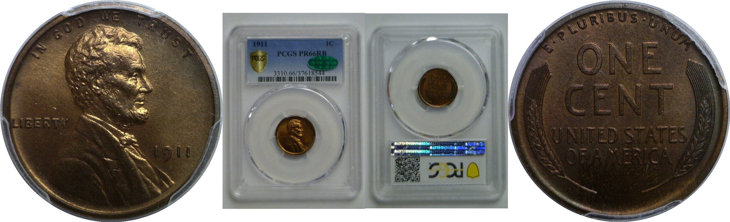 1911 Lincoln Cent   PCGS PR-66 RB  CAC