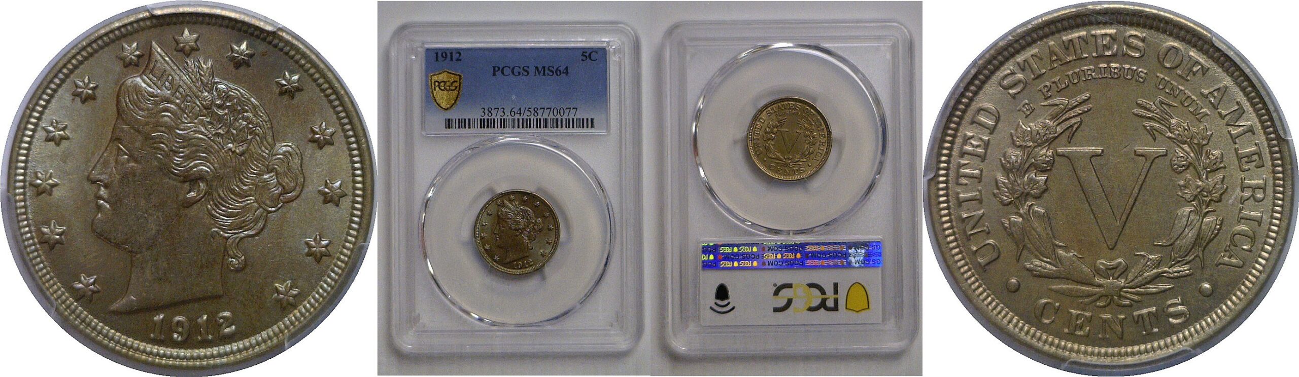 1912 Liberty Nickel   PCGS MS-64