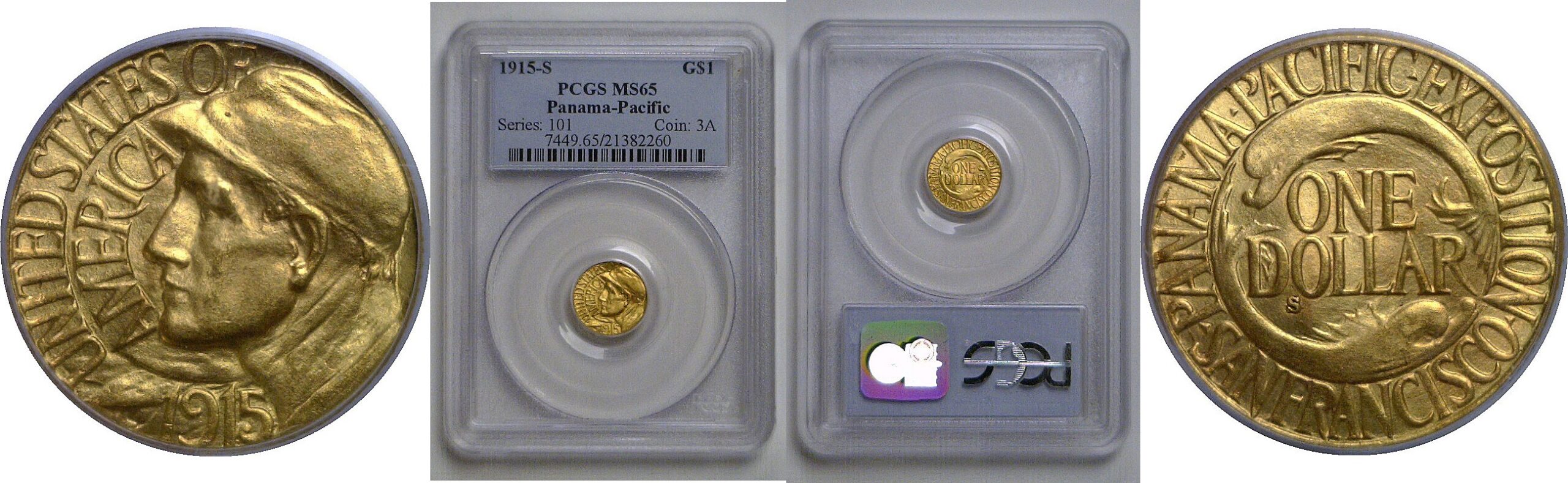 1915-S $1 Panama-Pacific Gold Commemorative   PCGS MS-65