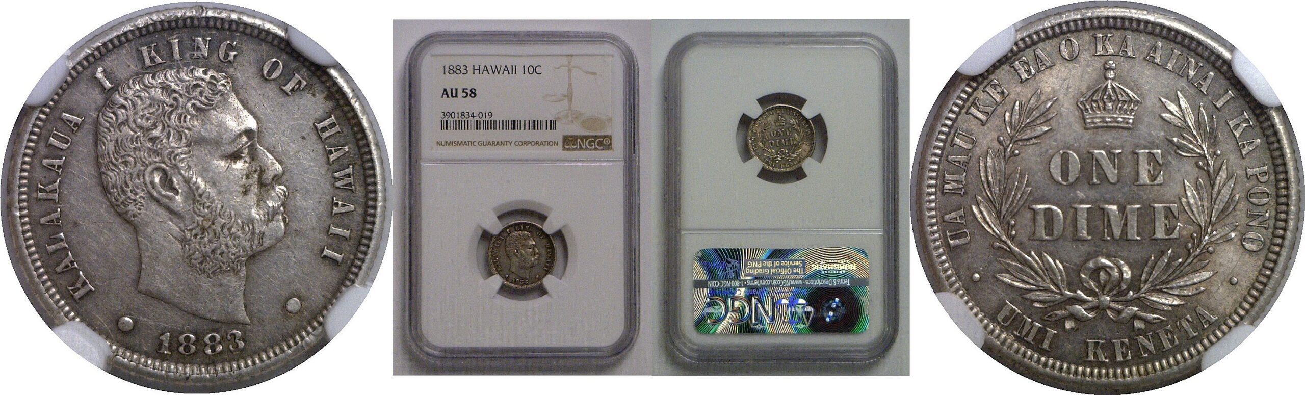 1883 Hawaii Dime   NGC AU-58