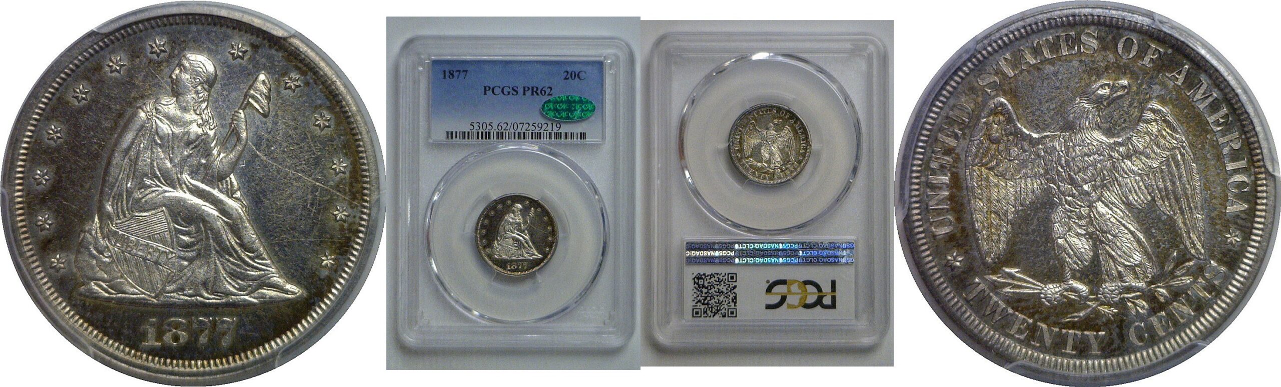 1877 Twenty Cent Piece   PCGS PR-62  CAC