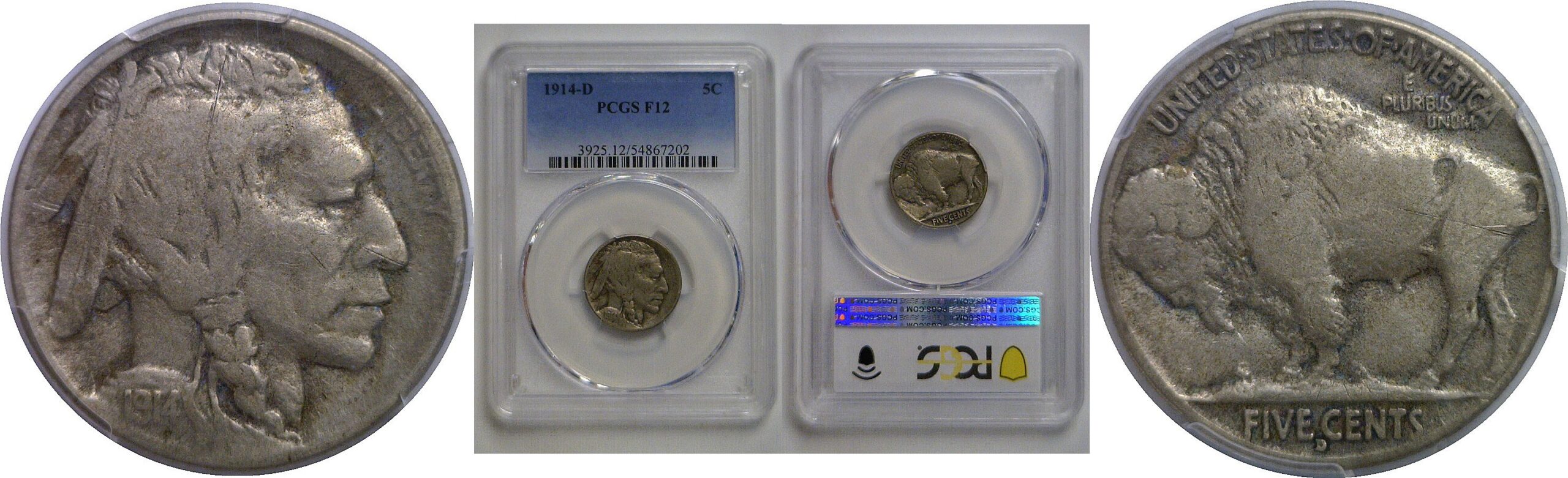 1914-D Buffalo Nickel   PCGS F-12