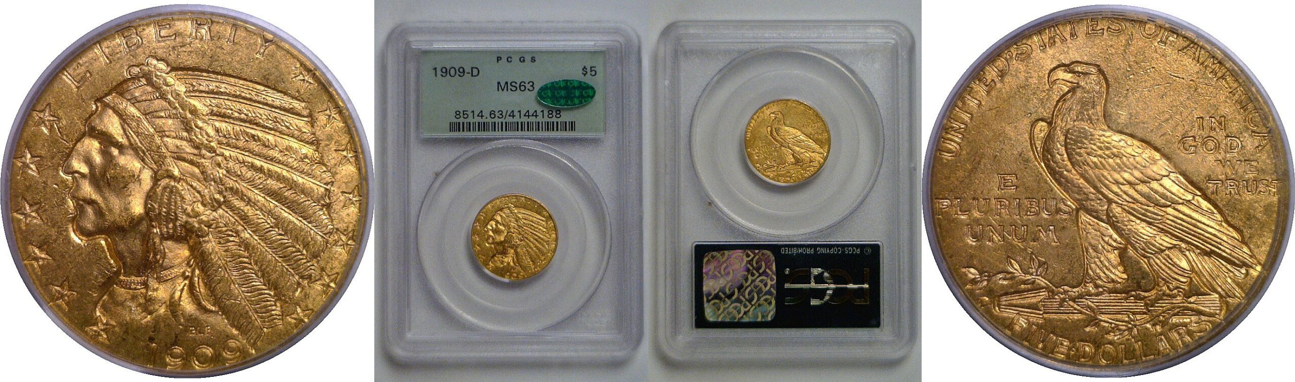 1909-D $5 Indian   PCGS MS-63  CAC