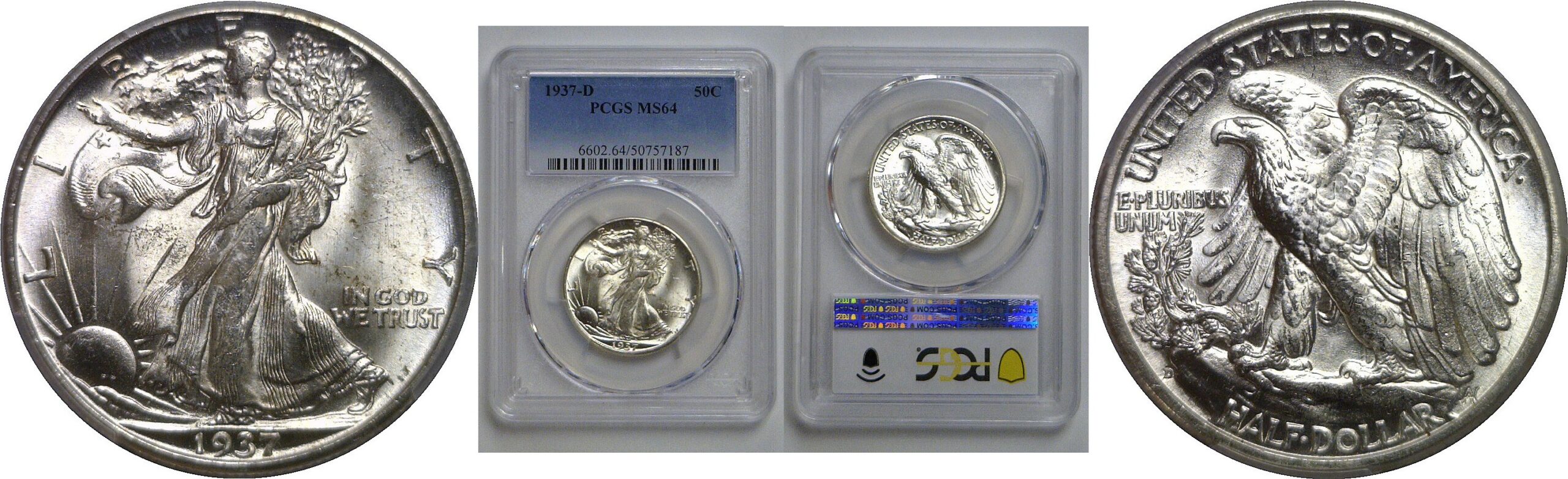 1937-D Walking Liberty Half Dollar   PCGS MS-64