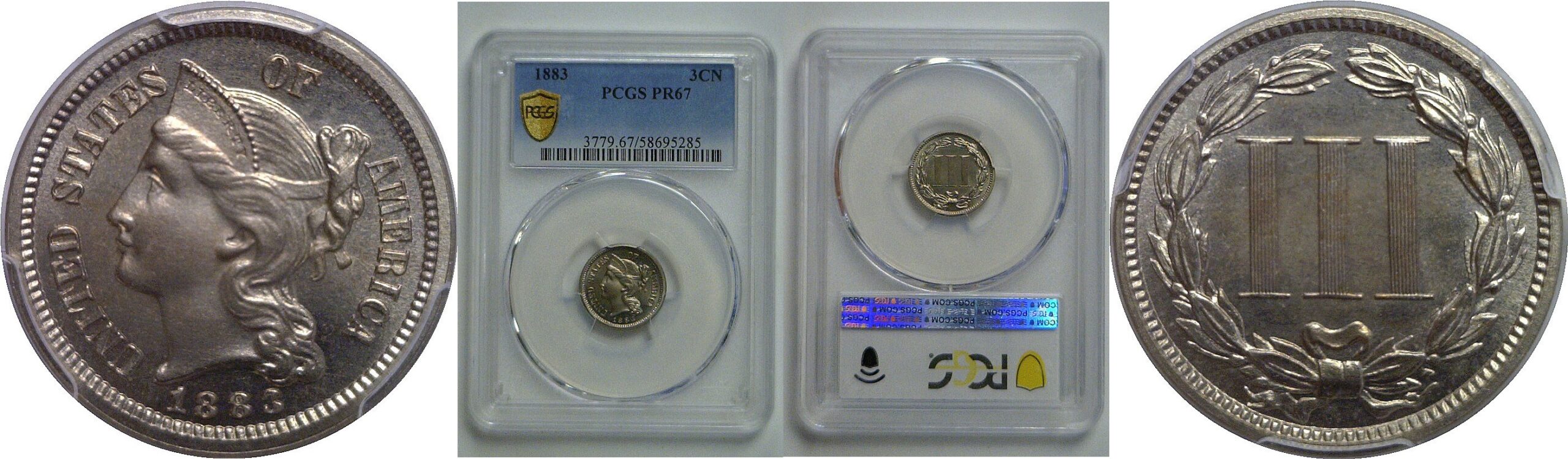 1883 Nickel Three Cent   PCGS PR-67