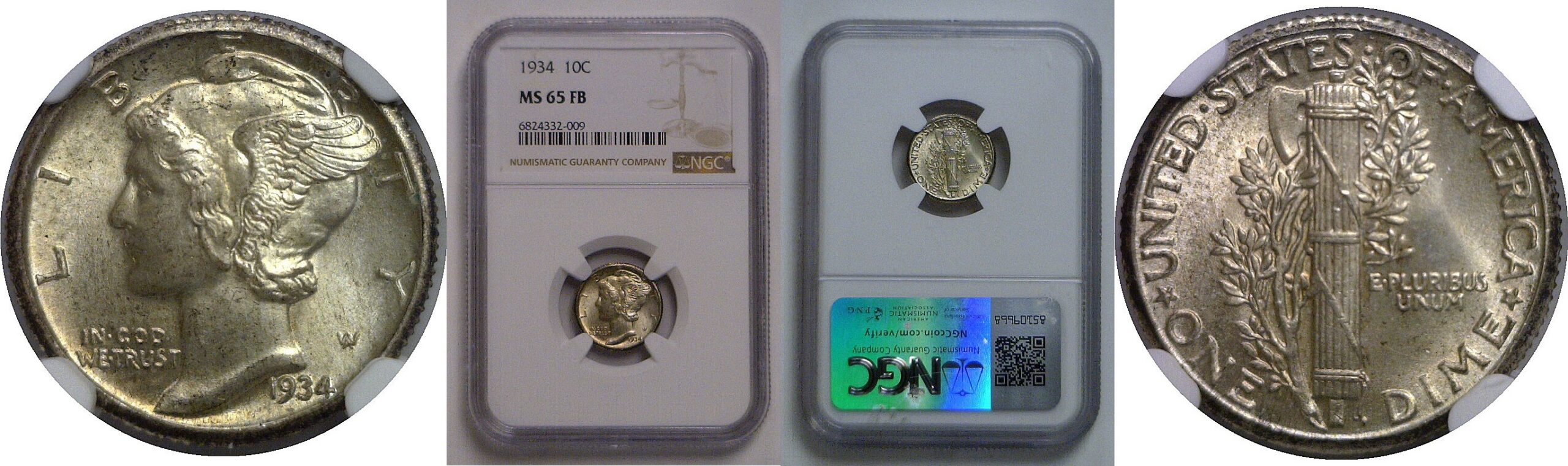 1934 Mercury Dime   NGC MS-65 FB