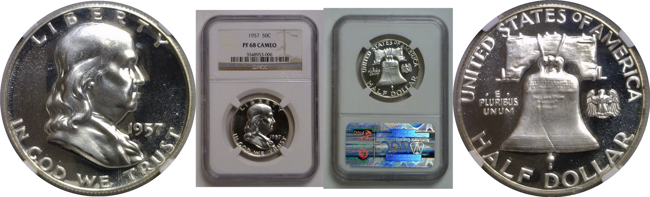 1957 Franklin Half Dollar   NGC PF-68 Cameo
