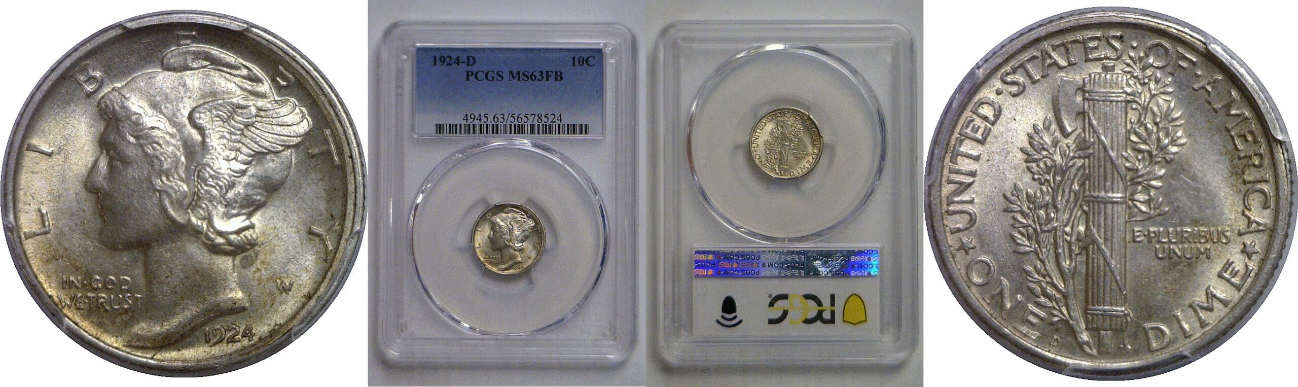 1924-D Mercury Dime   PCGS MS-63 FB