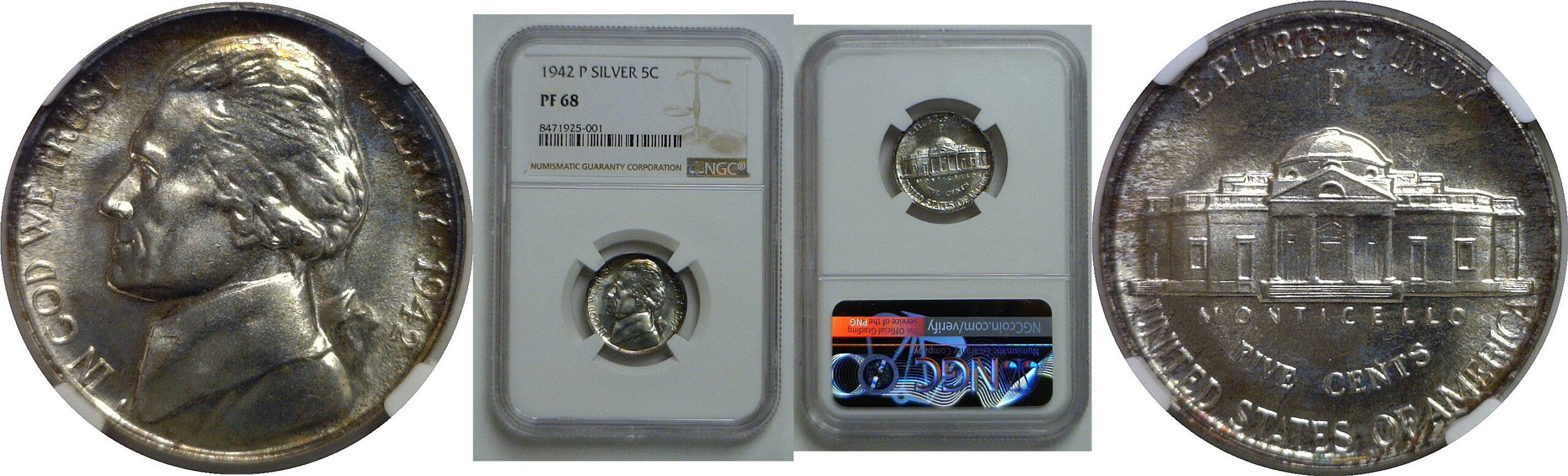 1942-P Silver   Jefferson Nickel   NGC PF-68