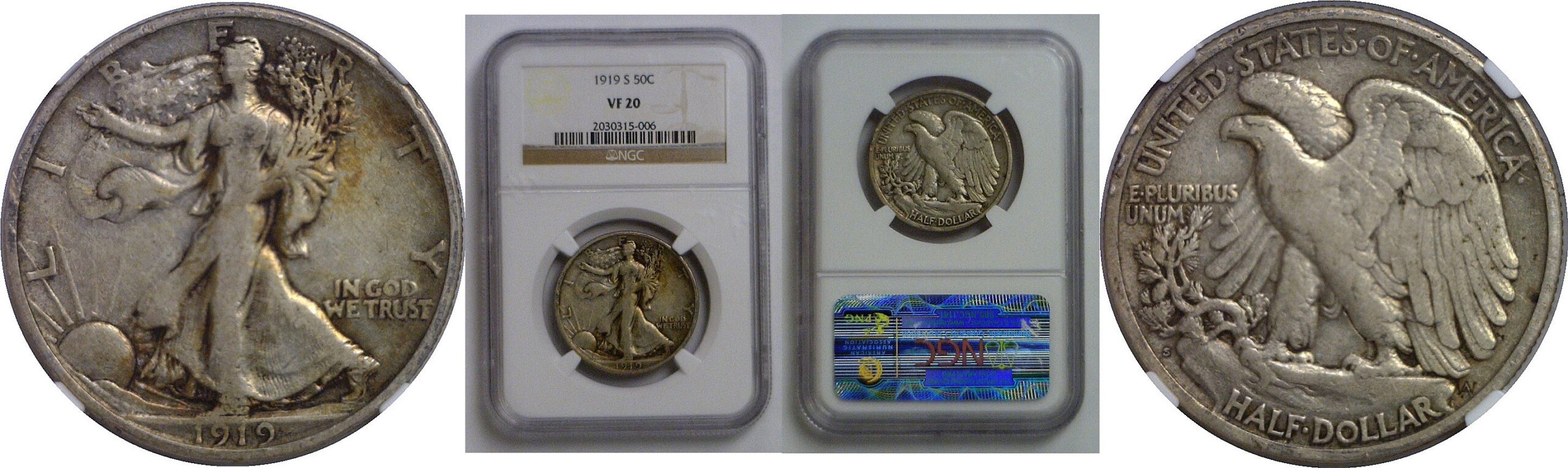 1919-S Walking Liberty Half Dollar   NGC VF-20