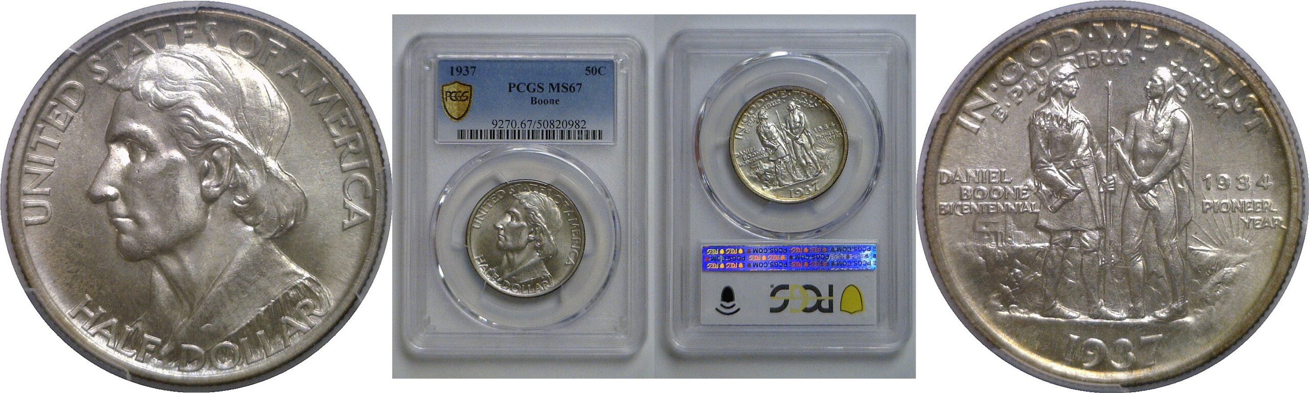 1937 Boone Commemorative Half Dollar   PCGS MS-67