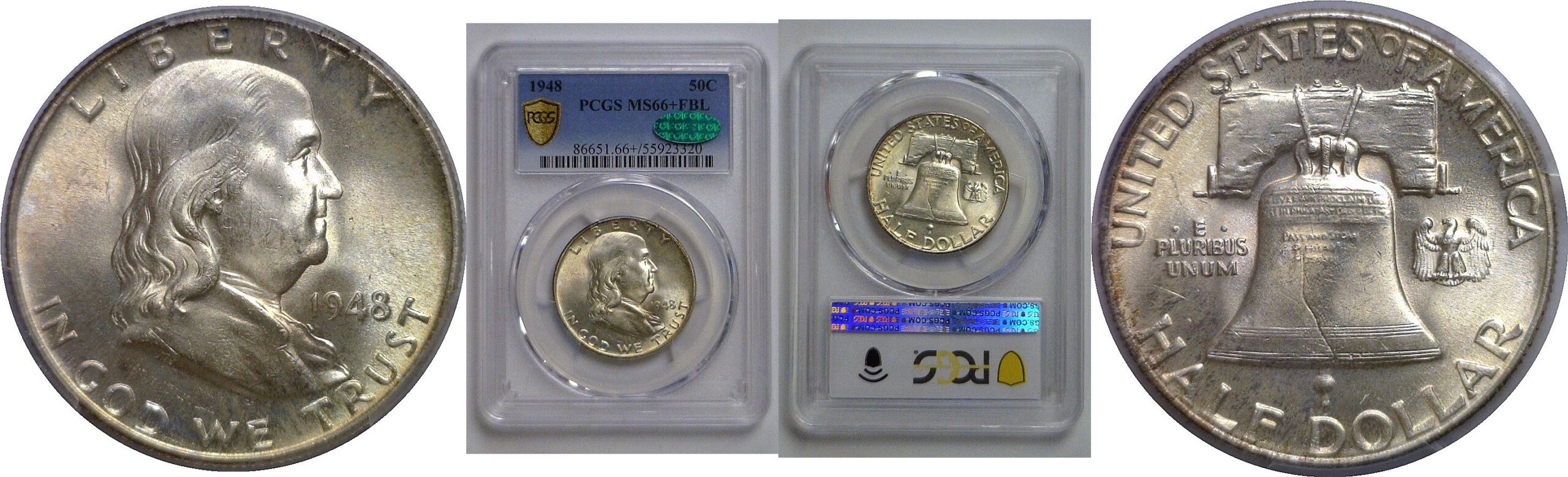 1948 Franklin Half Dollar   PCGS MS-66+ FBL  CAC