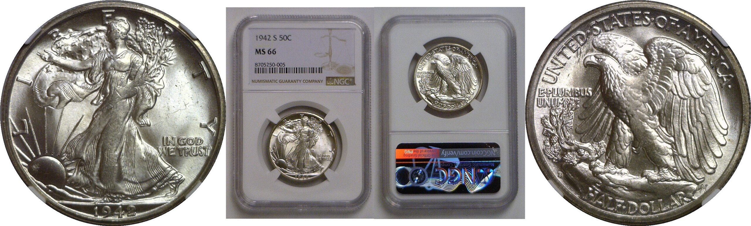 1942-S Walking Liberty Half Dollar   NGC MS-66