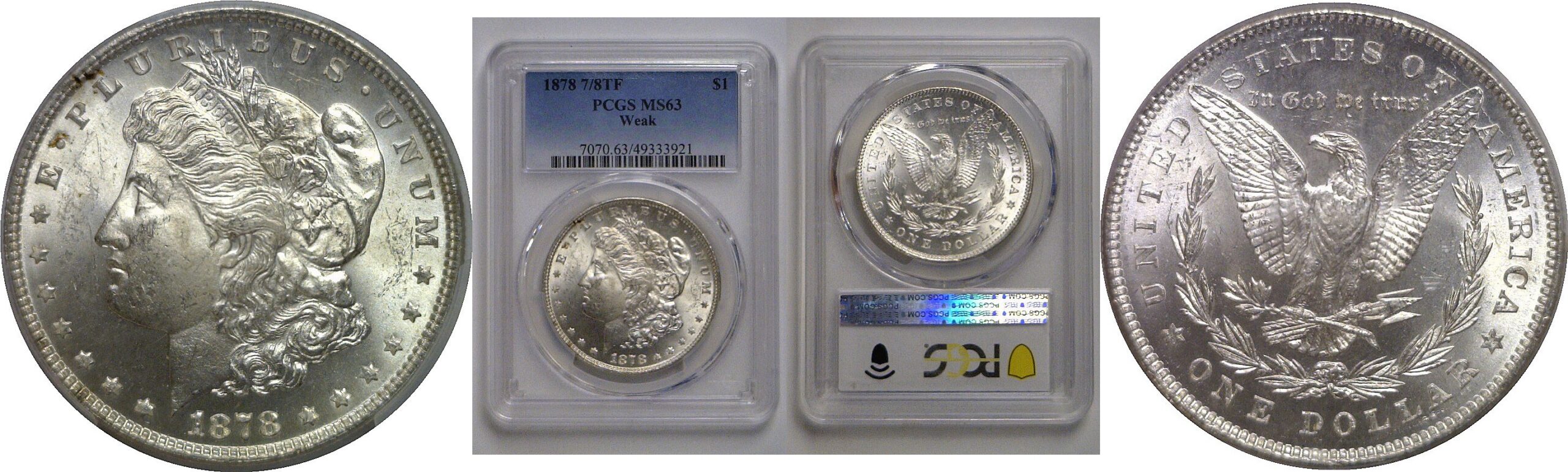 1878-7/8TF Weak   Morgan Dollar   PCGS MS-63