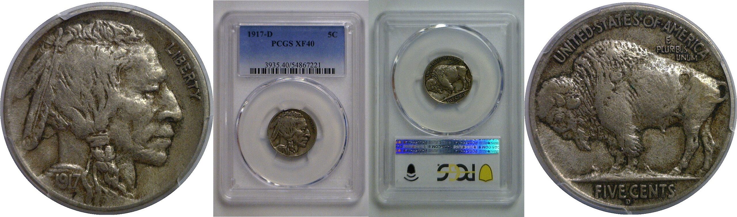 1917-D Buffalo Nickel   PCGS XF-40