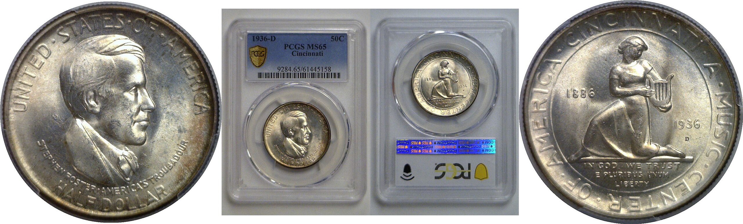 1936-D Cincinnati Commemorative Half Dollar   PCGS MS-65
