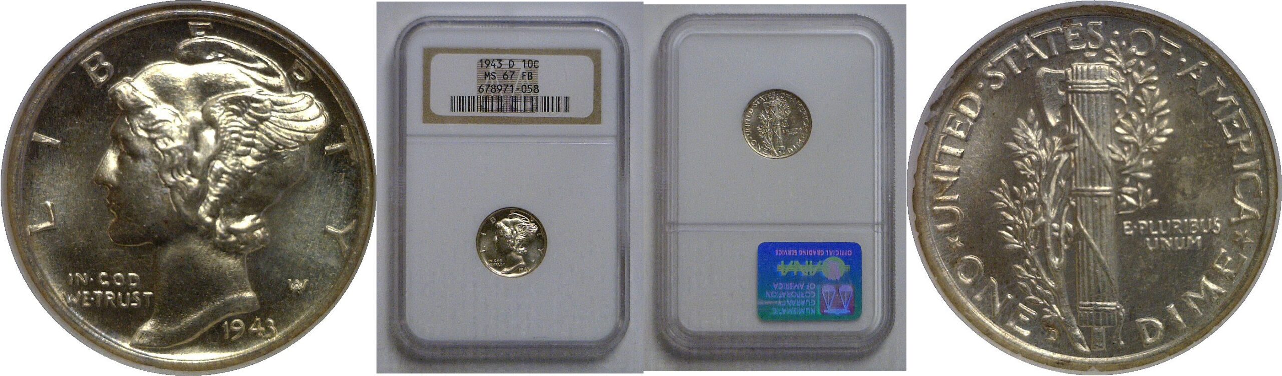 1943-D Mercury Dime   NGC MS-67 FB