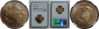 1865 Fancy 5   Two Cent Piece   NGC MS-66+ RD