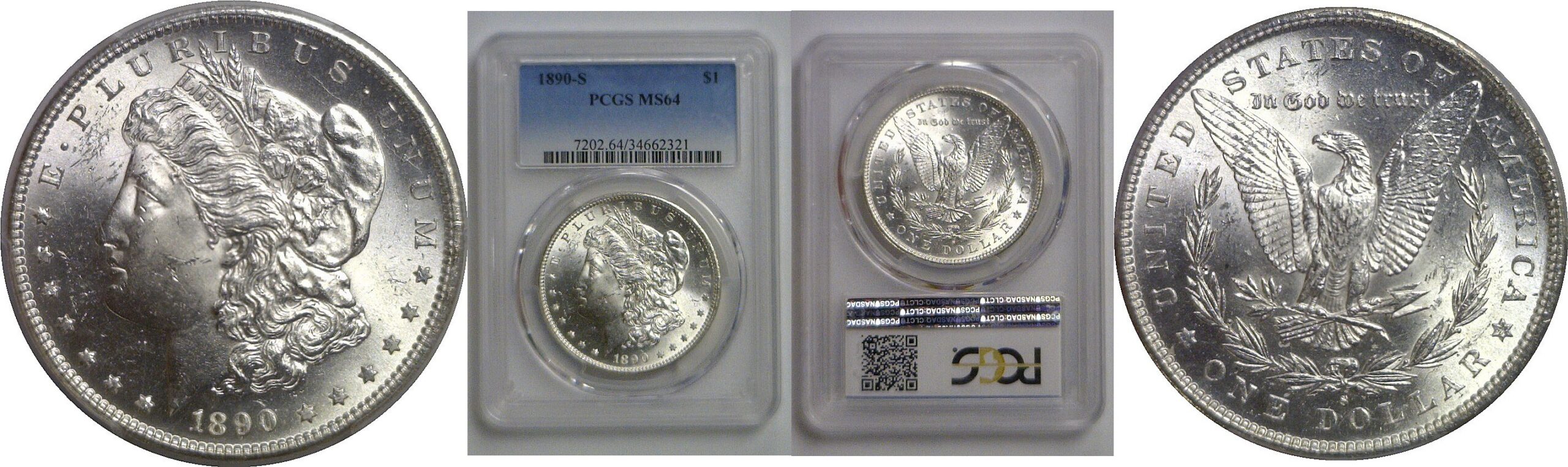 1890-S Morgan Dollar   PCGS MS-64