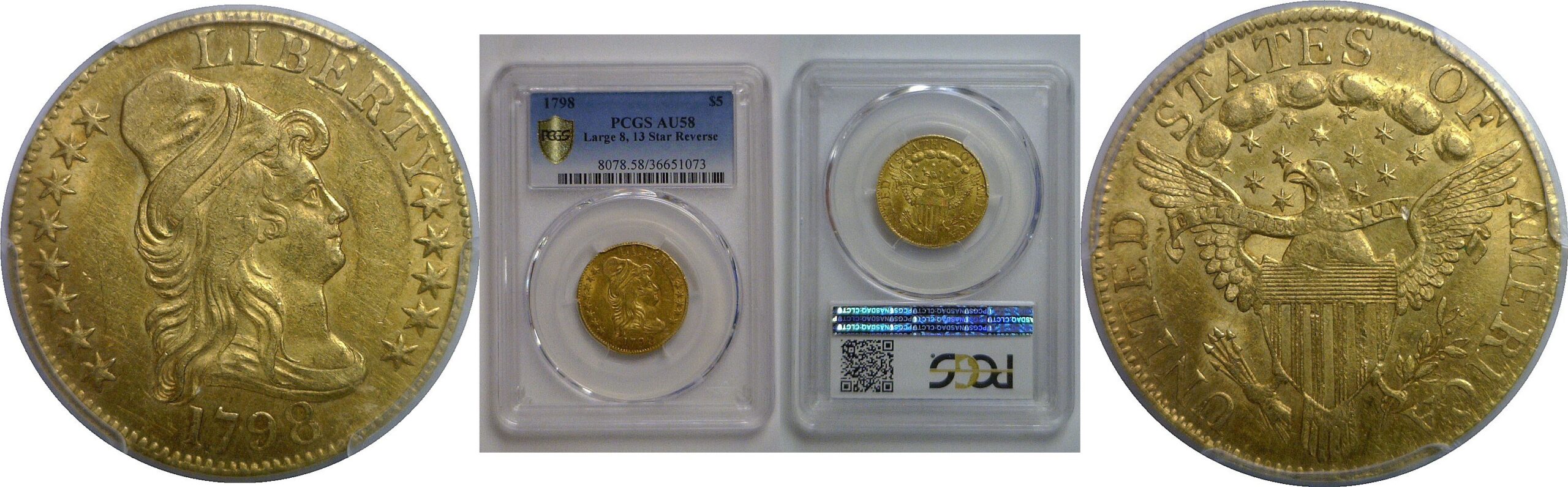 1798 $5 Capped Bust   PCGS AU-58