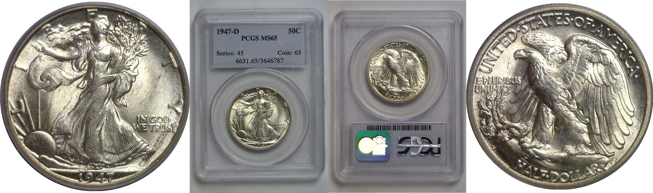1947-D Walking Liberty Half Dollar   PCGS MS-65
