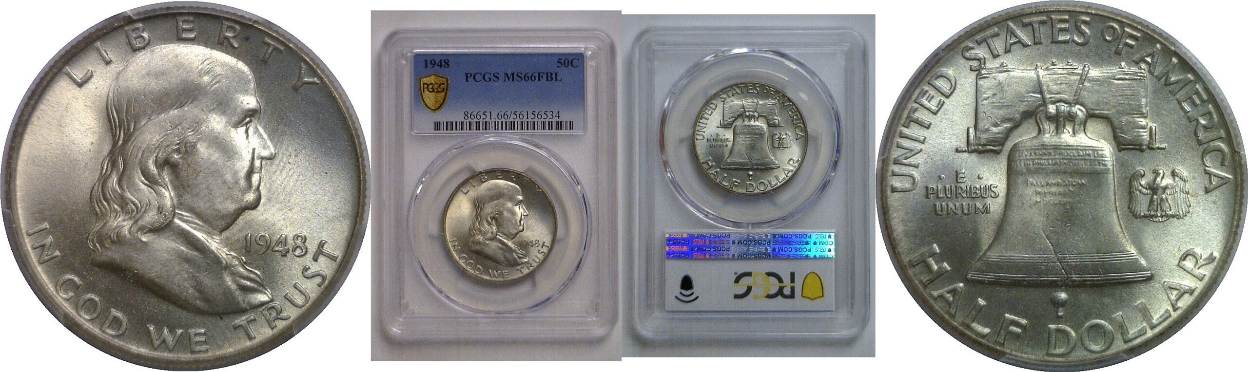 1948 Franklin Half Dollar   PCGS MS-66 FBL
