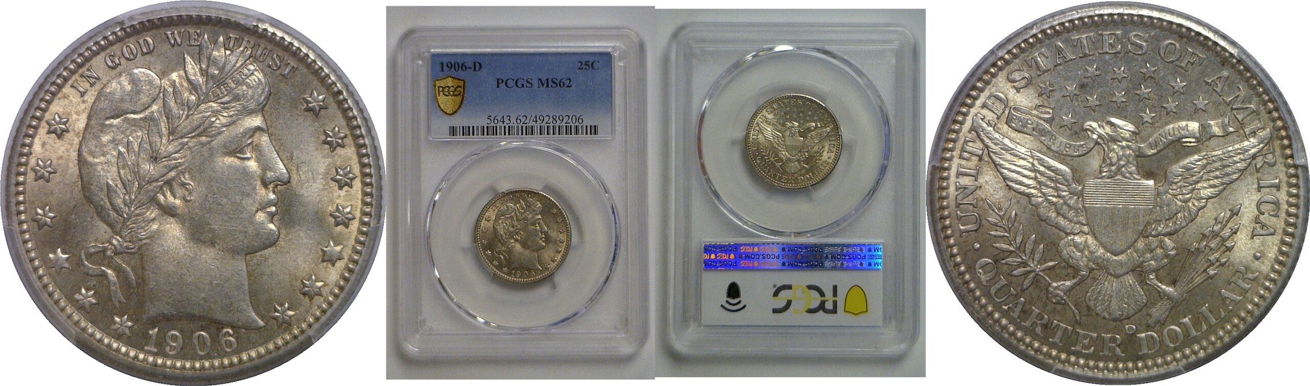 1906-D Barber Quarter   PCGS MS-62