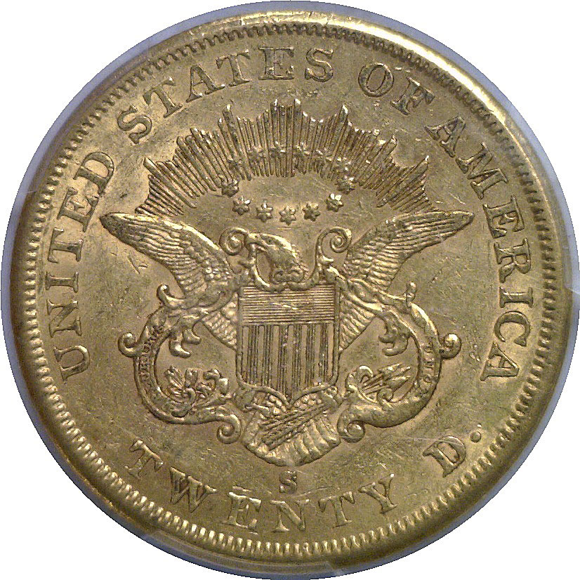 1860-S $20 Liberty PCGS AU-58 - Image 3