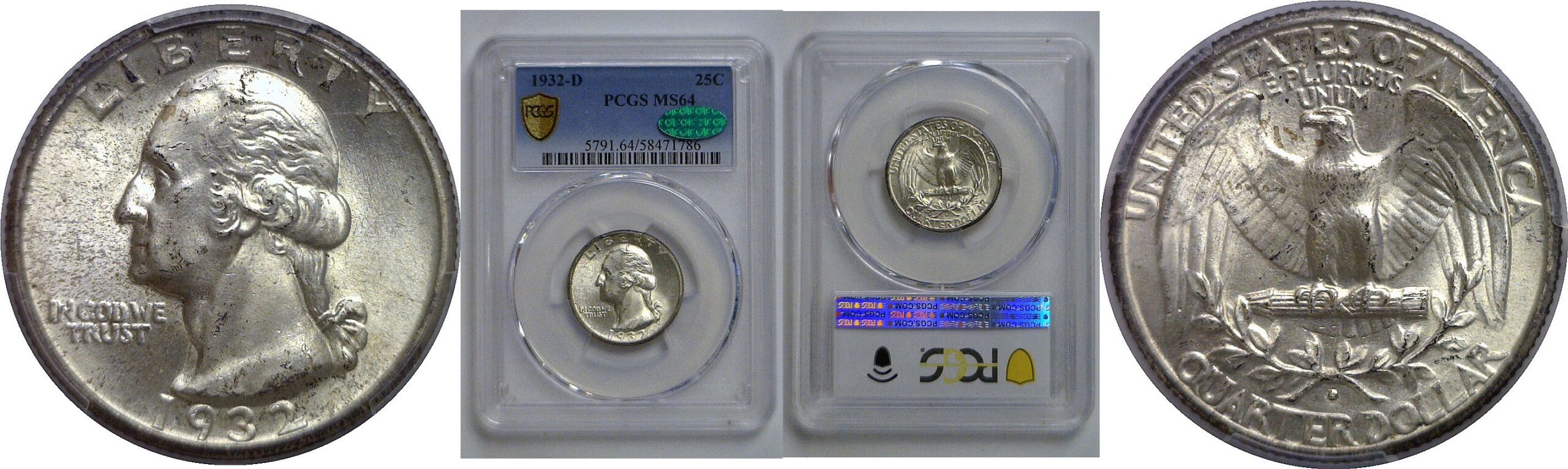 1932-D Washington Quarter   PCGS MS-64  CAC