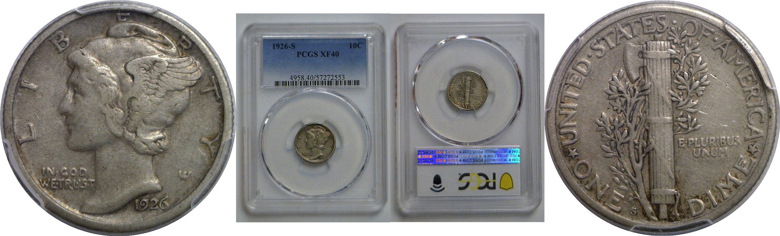1926-S Mercury Dime   PCGS XF-40