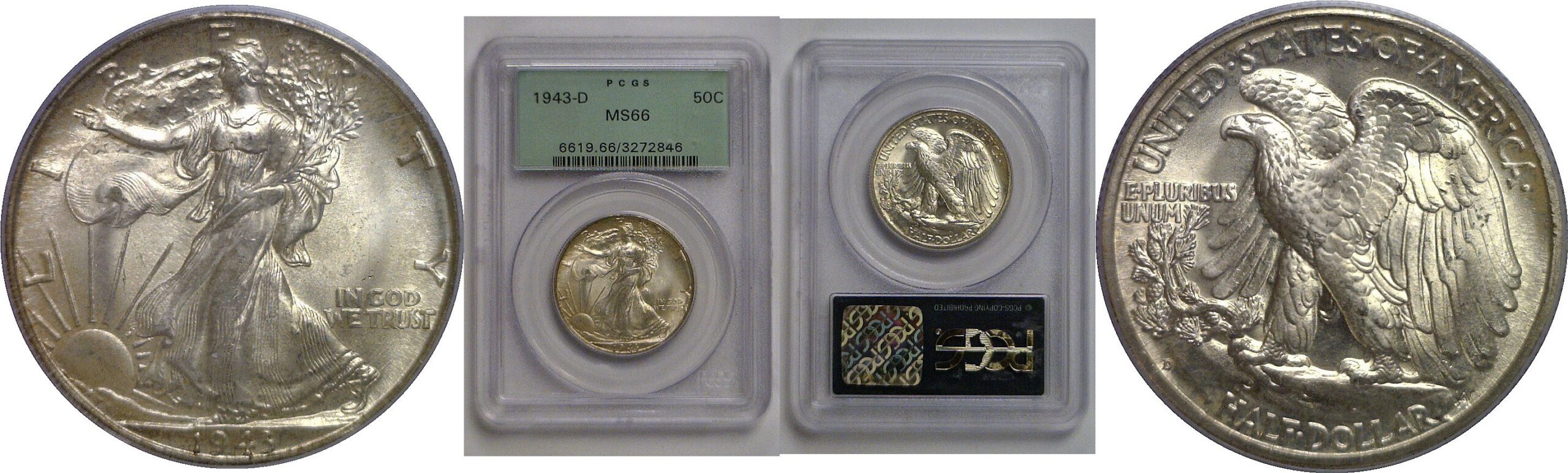 1943-D Walking Liberty Half Dollar   PCGS MS-66