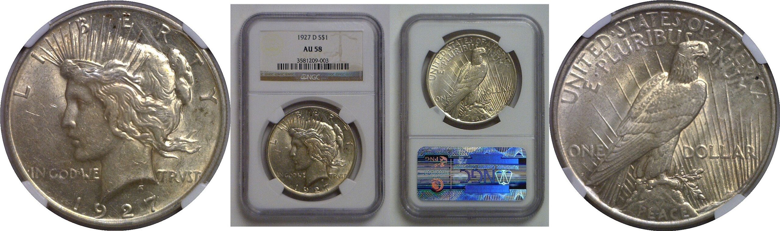 1927-D Peace Dollar   NGC AU-58