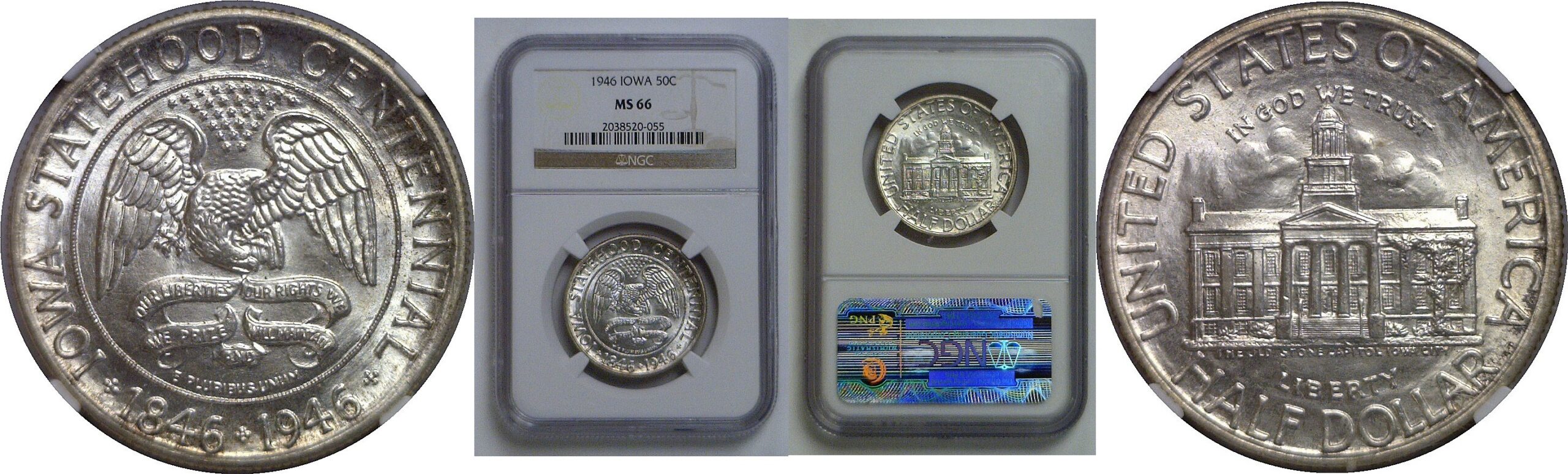 1946 Iowa Commemorative Half Dollar   NGC MS-66