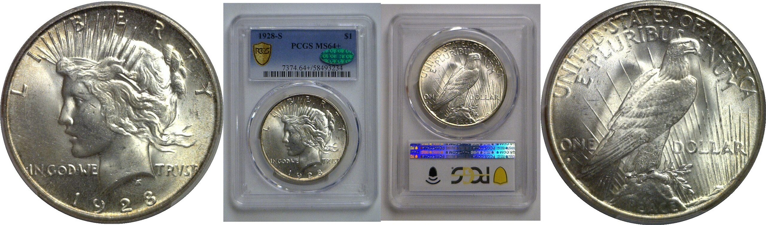 1928-S Peace Dollar   PCGS MS-64+  CAC