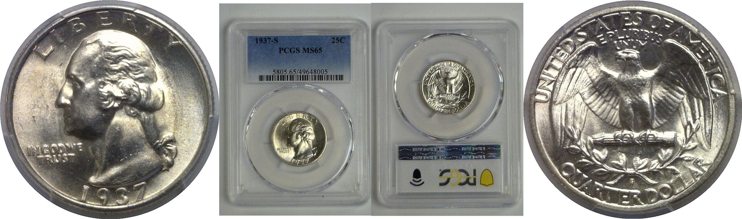 1937-S Washington Quarter   PCGS MS-65