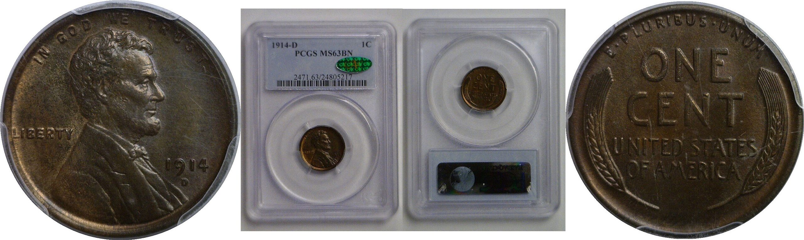 1914-D Lincoln Cent   PCGS MS-63 BN  CAC