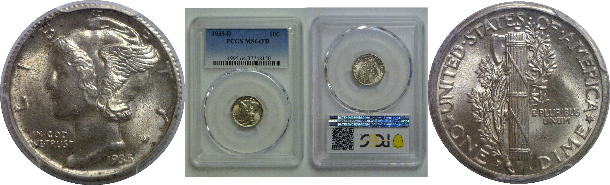1935-D Mercury Dime   PCGS MS-64 FB