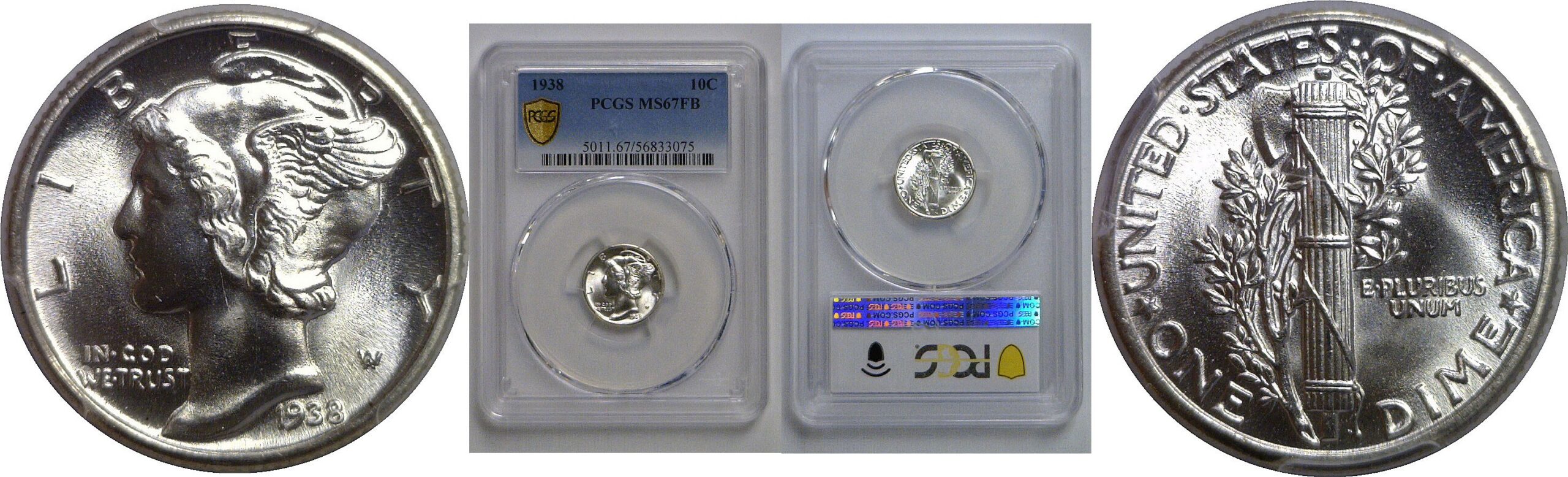 1938 Mercury Dime   PCGS MS-67 FB