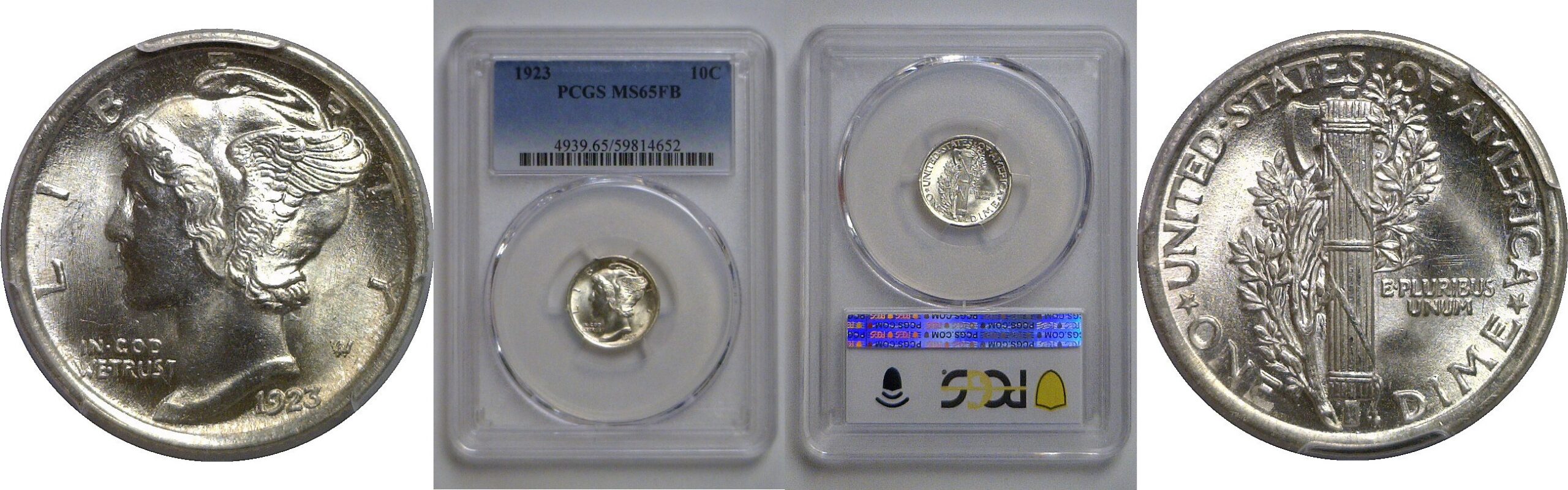 1923 Mercury Dime   PCGS MS-65 FB