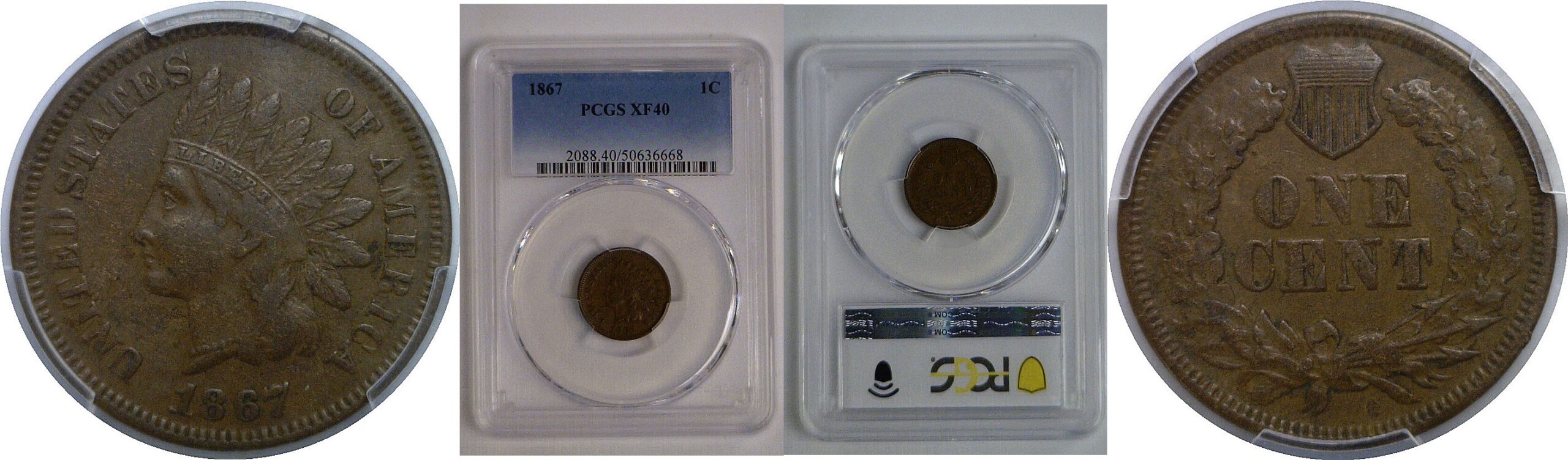 1867 Indian Head Cent   PCGS XF-40
