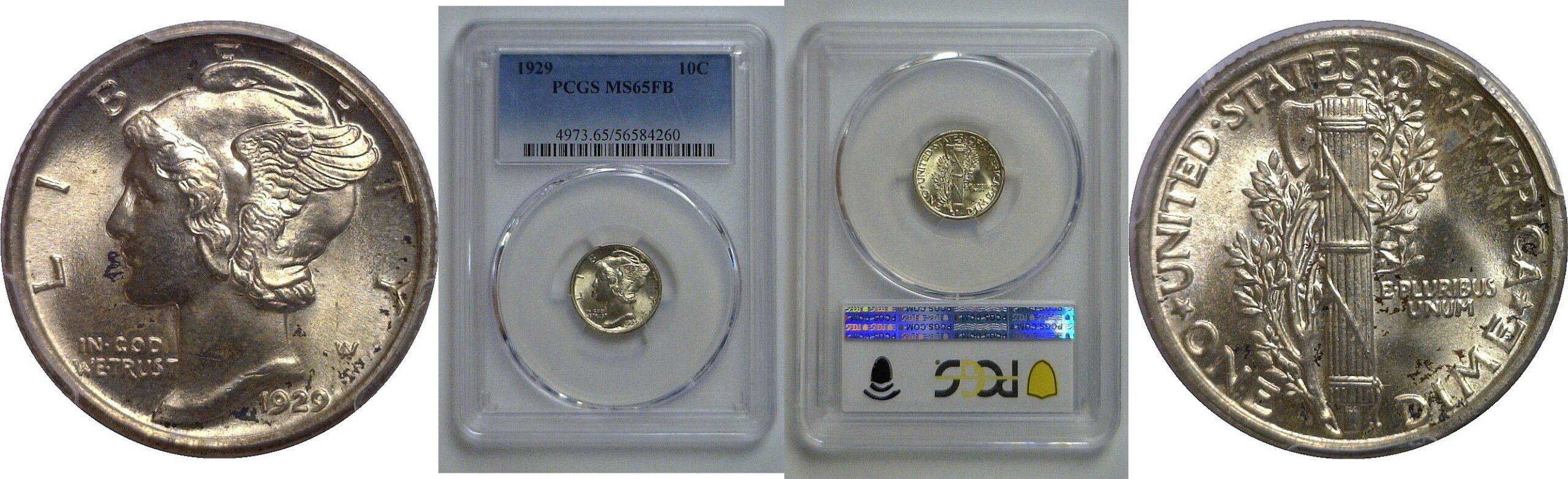 1929 Mercury Dime   PCGS MS-65 FB