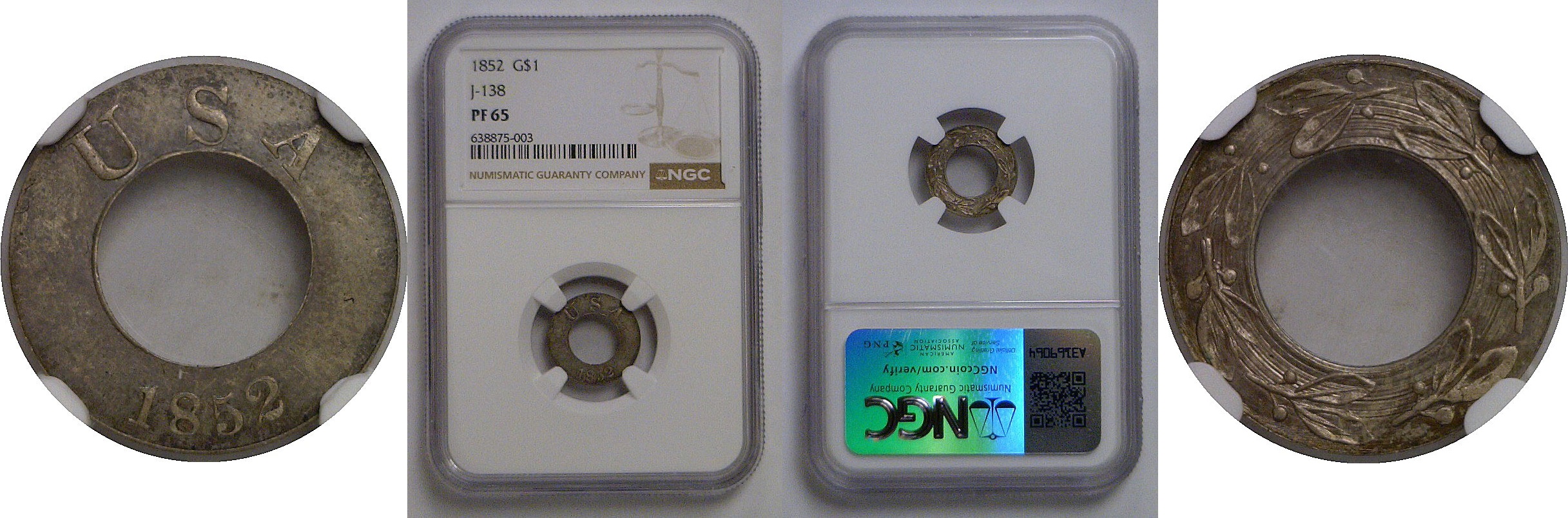 1852.  Pattern Gold Dollar     NGC PR-65  J-138