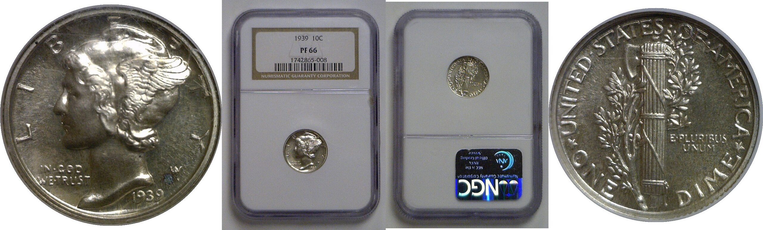 1939 Mercury Dime   NGC PF-66