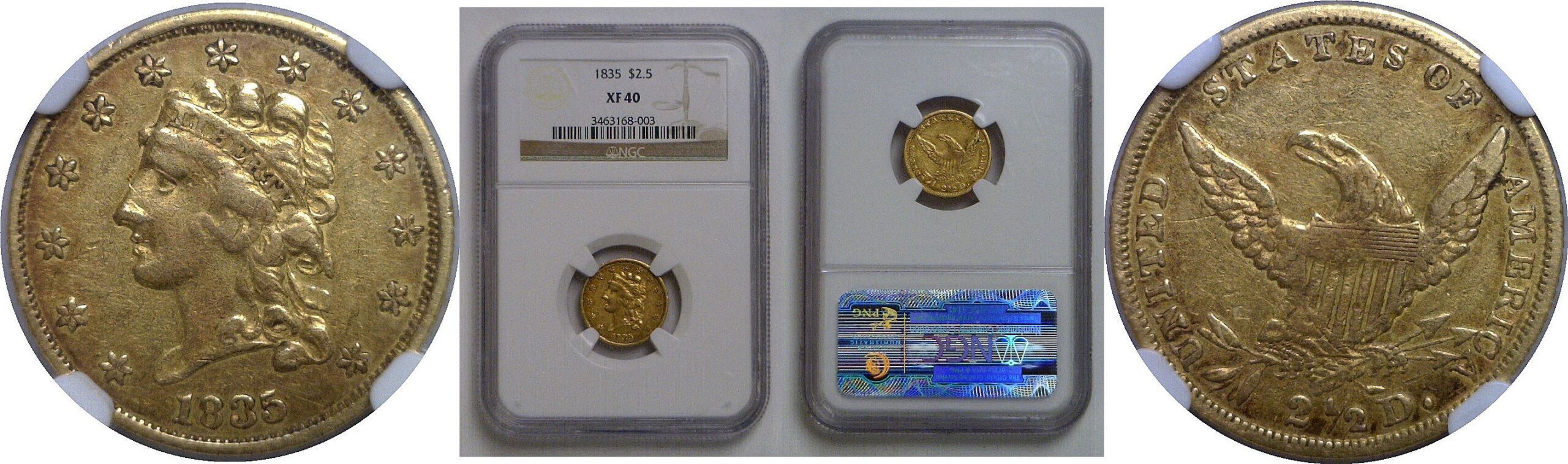 1835 $2 1/2 Classic   NGC XF-40