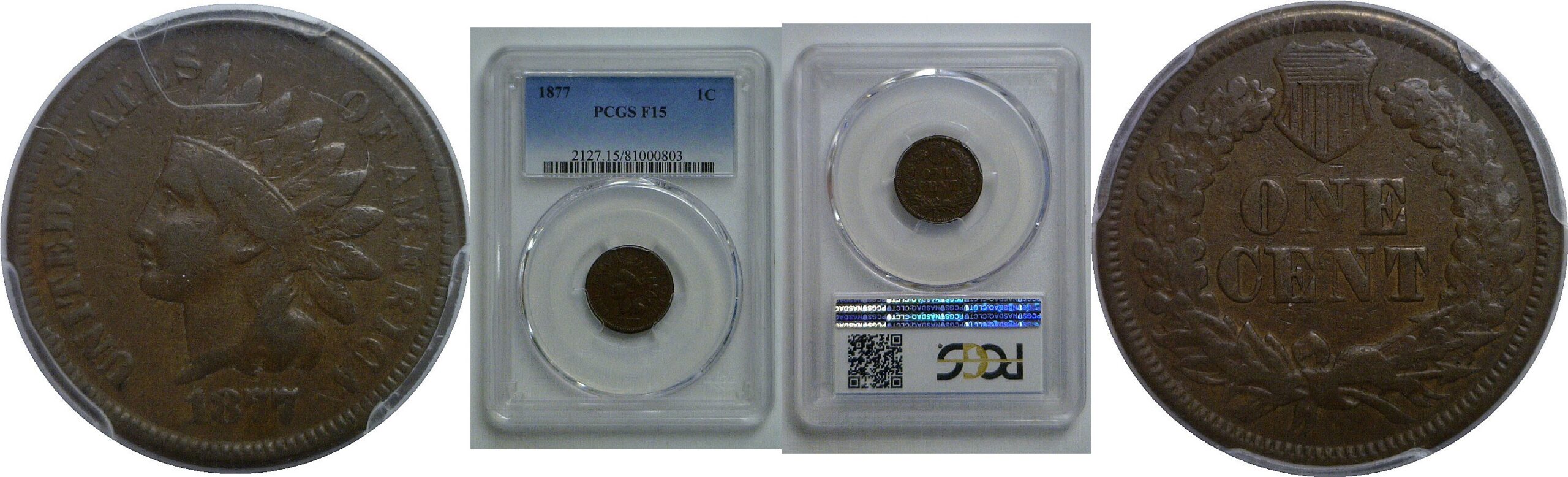 1877 Indian Head Cent   PCGS F-15